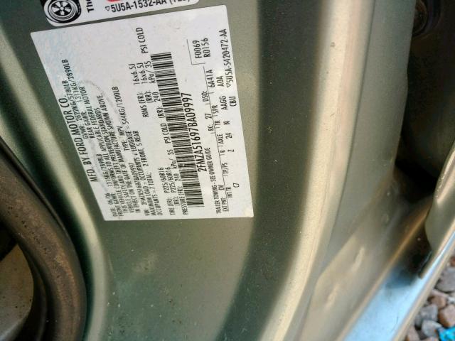 2FMZA51697BA09997 - 2007 FORD FREESTAR S BLUE photo 10