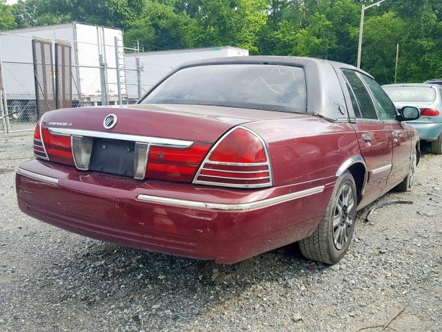 2MEFM74W74X635728 - 2004 MERCURY GRAND MARQ BURGUNDY photo 4