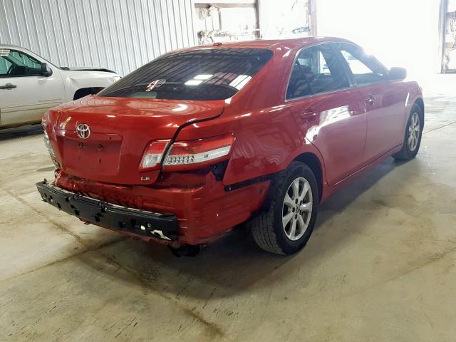 4T4BF3EK5BR169186 - 2011 TOYOTA CAMRY BASE RED photo 4