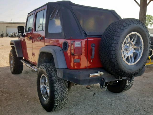 1J4GA39107L174999 - 2007 JEEP WRANGLER X RED photo 3