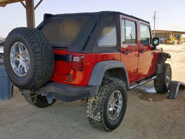 1J4GA39107L174999 - 2007 JEEP WRANGLER X RED photo 4