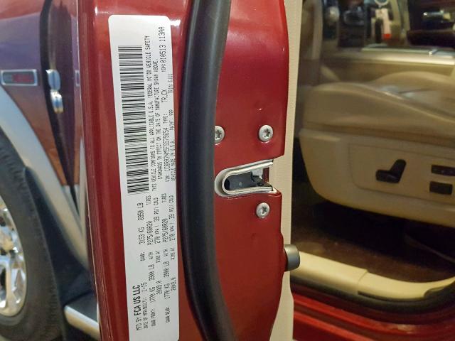 1C6RR7NM5FS579654 - 2015 RAM 1500 LARAM RED photo 10