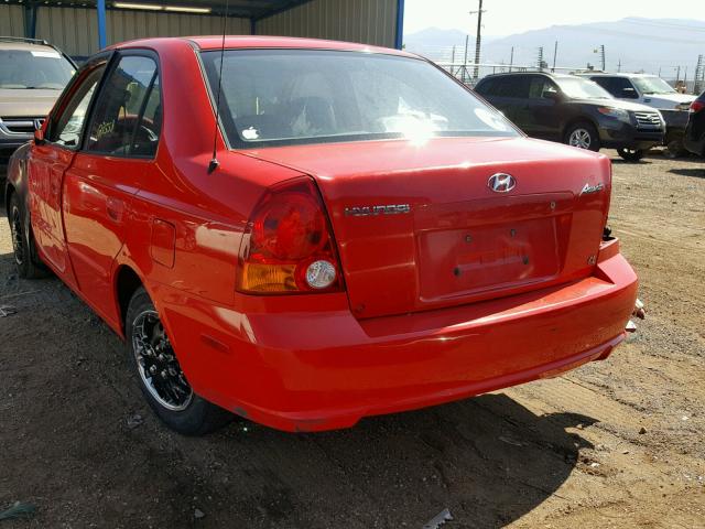 KMHCG45C23U452916 - 2003 HYUNDAI ACCENT GL RED photo 3