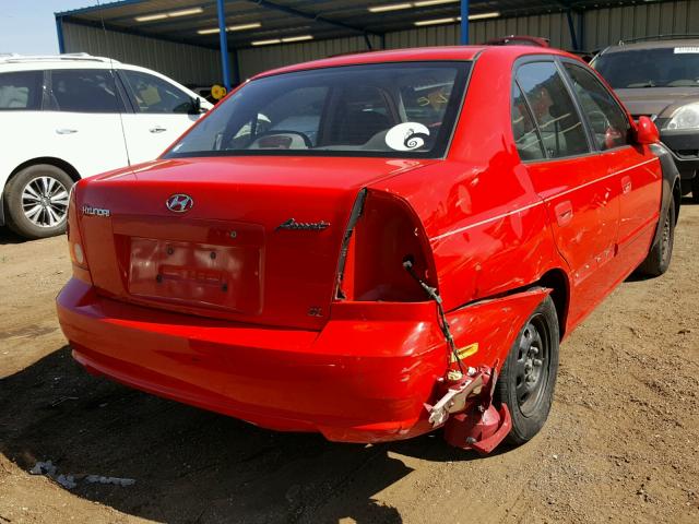 KMHCG45C23U452916 - 2003 HYUNDAI ACCENT GL RED photo 4