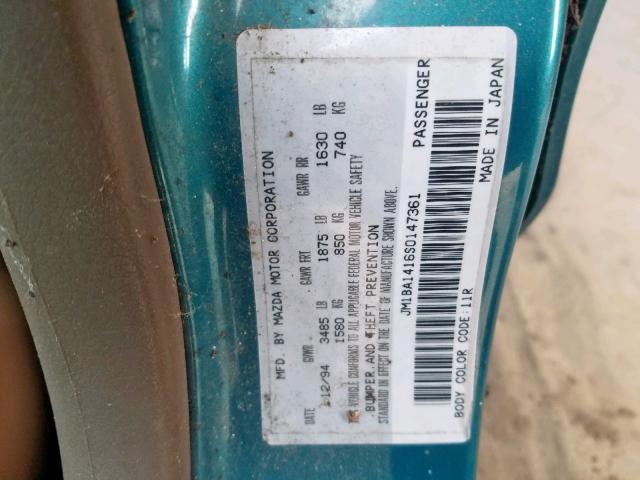 JM1BA1416S0147361 - 1995 MAZDA PROTEGE DX TEAL photo 10