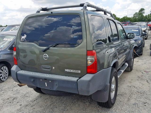 5N1ED28T24C664627 - 2004 NISSAN XTERRA XE GREEN photo 4