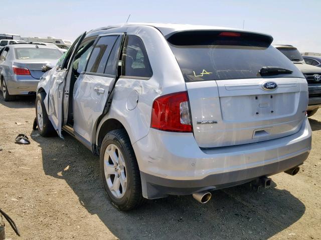 2FMDK3JCXEBB56294 - 2014 FORD EDGE SEL SILVER photo 3