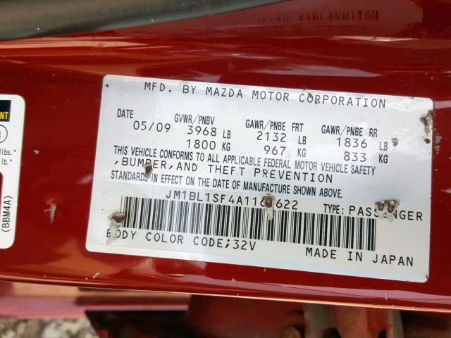 JM1BL1SF4A1162622 - 2010 MAZDA 3 I RED photo 10