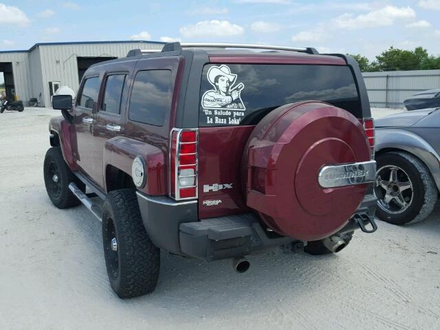 5GTEN13E698142106 - 2009 HUMMER H3 MAROON photo 3