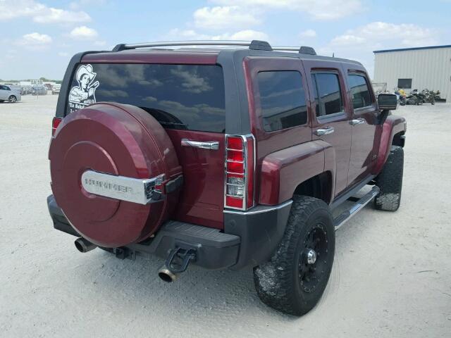 5GTEN13E698142106 - 2009 HUMMER H3 MAROON photo 4