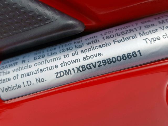 ZDM1XBGV29B006661 - 2009 DUCATI 848 RED photo 10