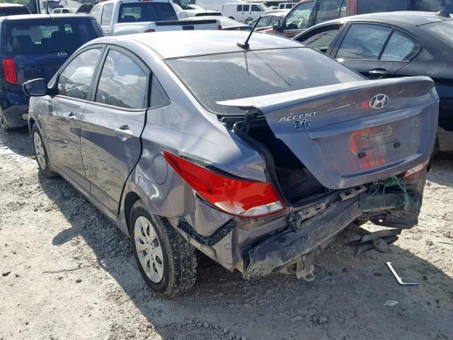 KMHCT4AE9GU117628 - 2016 HYUNDAI ACCENT SE GRAY photo 3