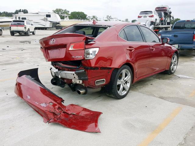 JTHBF5C21B5149295 - 2011 LEXUS IS 250 RED photo 4