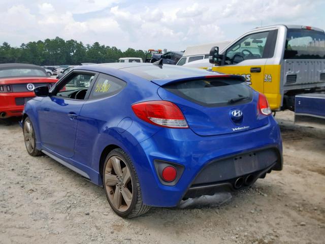 KMHTC6AE4EU211182 - 2014 HYUNDAI VELOSTER T BLUE photo 3