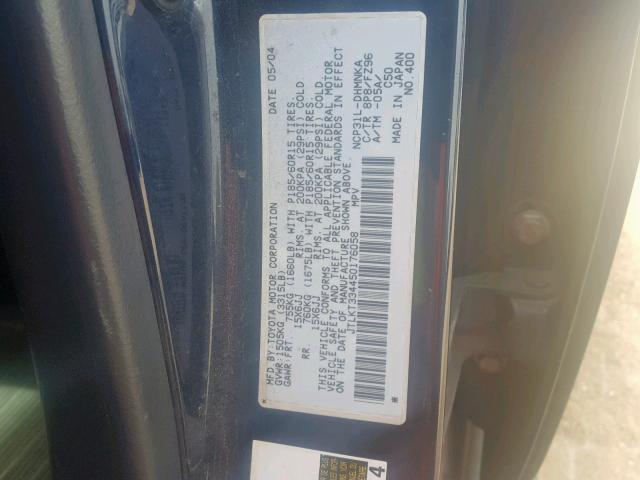 JTLKT334450176058 - 2005 TOYOTA SCION XB BLACK photo 10