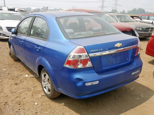 KL1TD56677B113542 - 2007 CHEVROLET AVEO BASE Көк фото 3