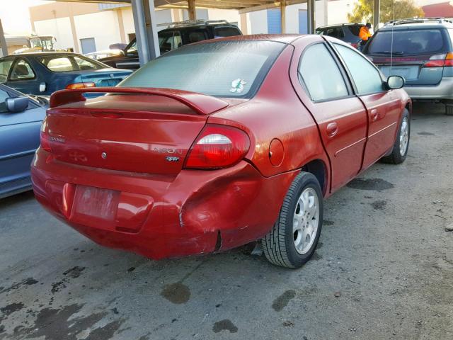 1B3ES56C34D523205 - 2004 DODGE NEON SXT RED photo 4