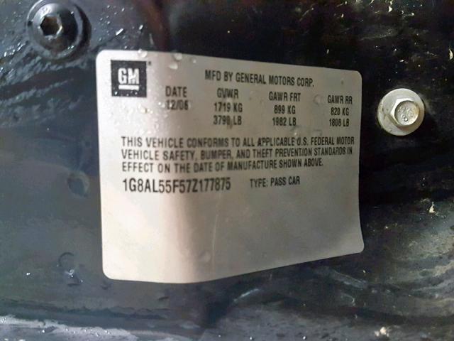 1G8AL55F57Z177875 - 2007 SATURN ION LEVEL WHITE photo 10