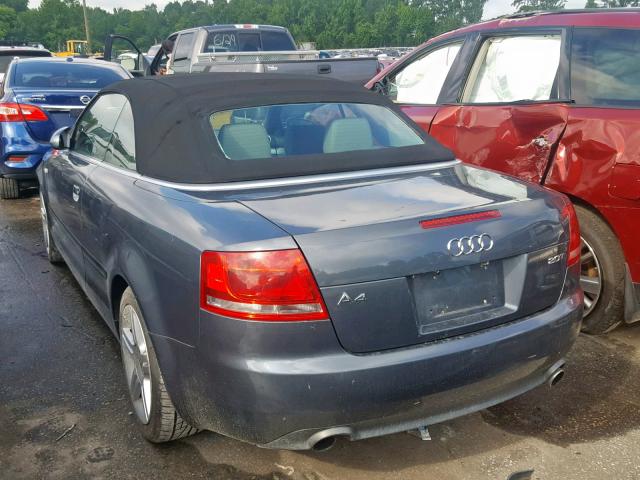 WAUAF48H48K010628 - 2008 AUDI A4 2.0T CA BLUE photo 3