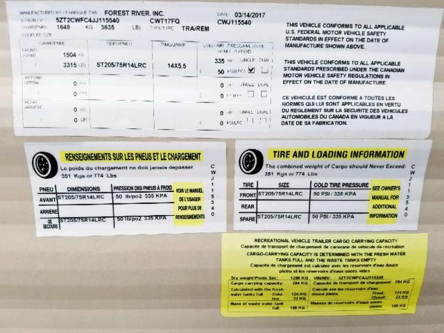 5ZT2CWFC4JJ115540 - 2018 CLIP CLIPPER TAN photo 10