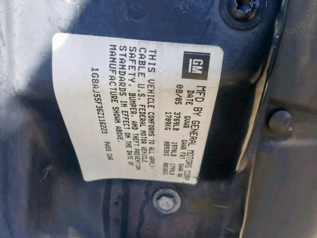 1G8AJ55F36Z116223 - 2006 SATURN ION LEVEL GRAY photo 10