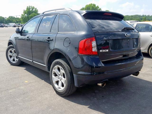 2FMDK4JC8DBA44999 - 2013 FORD EDGE SEL BLACK photo 3