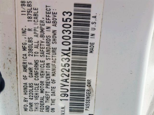19UYA2253XL003053 - 1999 ACURA 3.0CL Beyaz fotoğraf 10