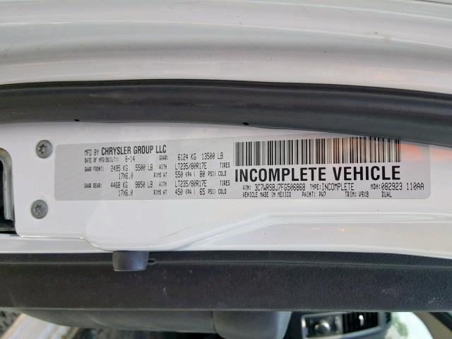 3C7WRSBJ7FG506868 - 2015 RAM 3500 WHITE photo 10