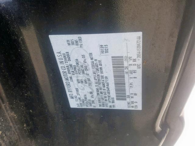 1FTYR14E54PA67159 - 2004 FORD RANGER SUP BLACK photo 10