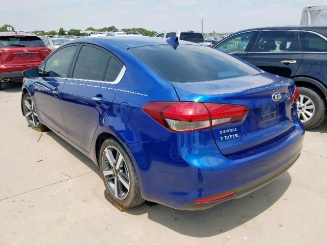 3KPFL4A80HE088080 - 2017 KIA FORTE EX BLUE photo 3