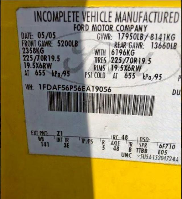 1FDAF56P56EA19056 - 2006 FORD F550 SUPER YELLOW photo 10