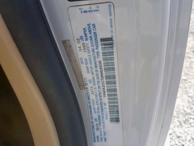 3VWCK21C72M452939 - 2002 VOLKSWAGEN NEW BEETLE Ağ foto 10