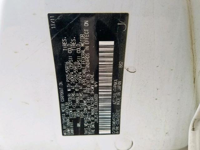 JTLZE4FE8CJ006800 - 2012 TOYOTA SCION XB 白色 照片 10