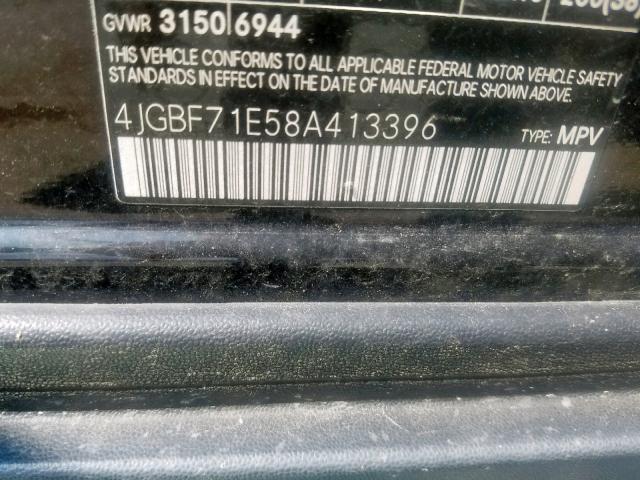 4JGBF71E58A413396 - 2008 MERCEDES-BENZ GL 450 4MA BLACK photo 10