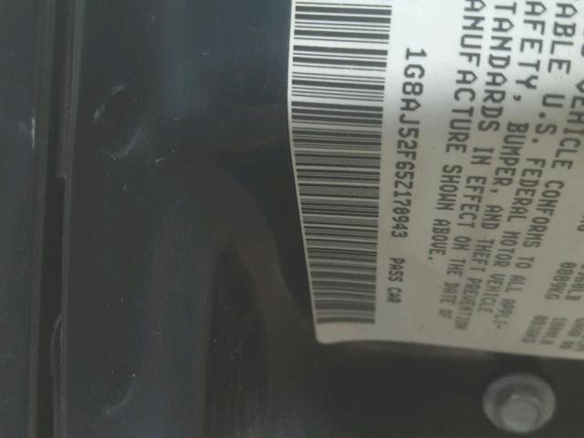 1G8AJ52F65Z170943 - 2005 SATURN ION LEVEL BLACK photo 10