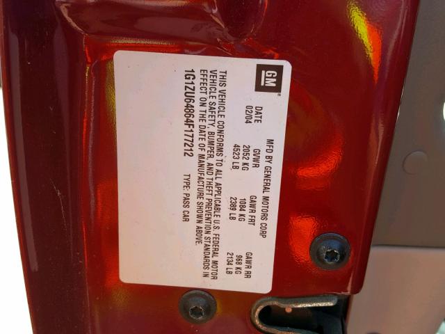 1G1ZU64864F177212 - 2004 CHEVROLET MALIBU MAX 栗色 照片 10