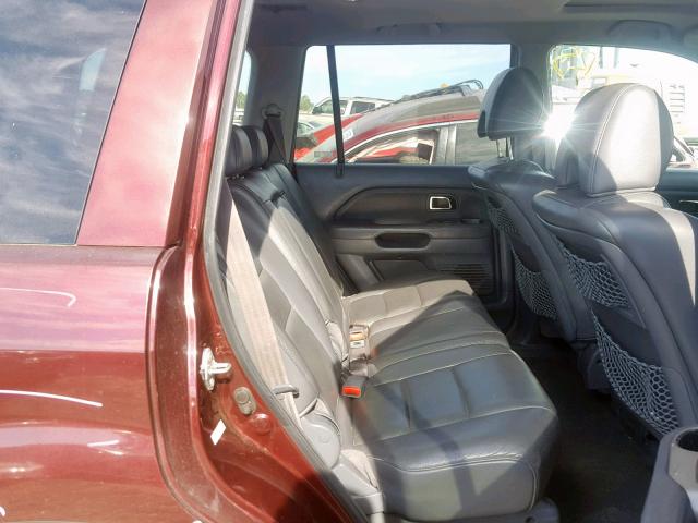 5FNYF18527B029857 - 2007 HONDA PILOT EXL BURGUNDY photo 6