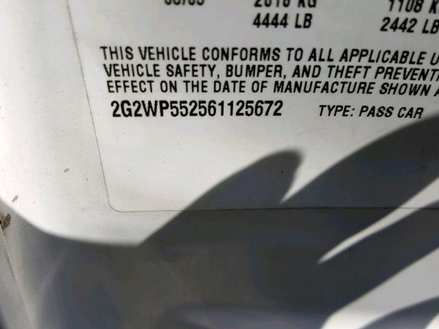 2G2WP552561125672 - 2006 PONTIAC GRAND PRIX WHITE photo 10