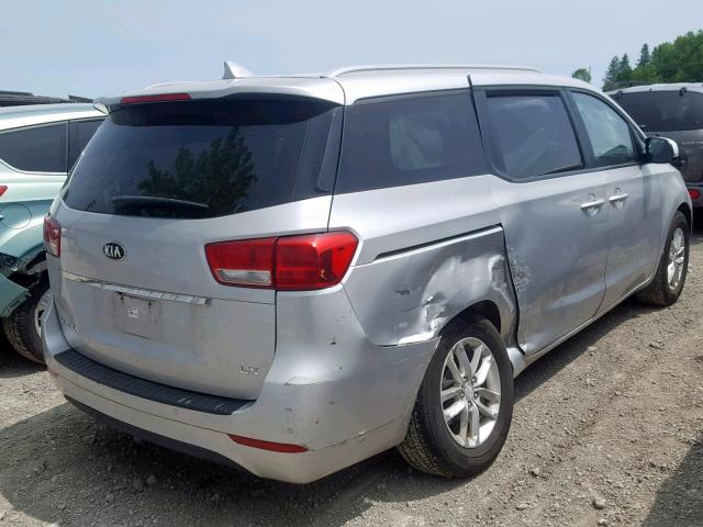 KNDMB5C12F6016395 - 2015 KIA SEDONA LX SILVER photo 4