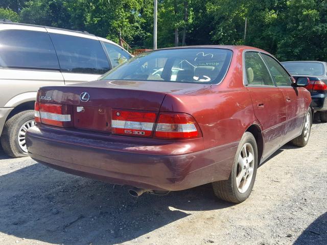 JT8BF28G010292432 - 2001 LEXUS ES 300 BURGUNDY photo 4