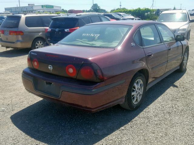 2G1WF52E049426886 - 2004 CHEVROLET IMPALA BURGUNDY photo 4