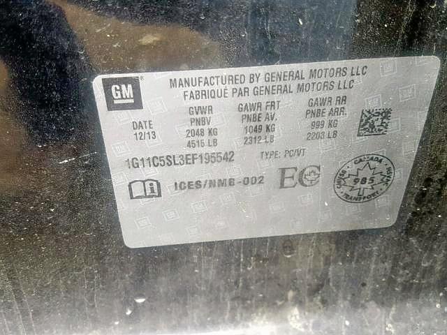 1G11C5SL3EF195542 - 2014 CHEVROLET MALIBU 1LT 黑色 照片 9