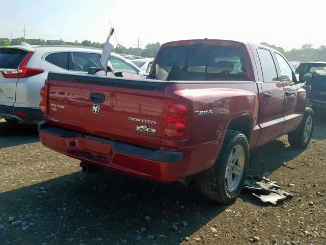 1D7HW38PX9S787213 - 2009 DODGE DAKOTA SXT RED photo 4