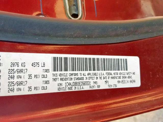 1C4NJDBB3ED565531 - 2014 JEEP COMPASS SP წითელი ფოტო 10