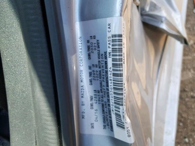 JM1GJ1U55G1481424 - 2016 MAZDA 6 SPORT SILVER photo 10