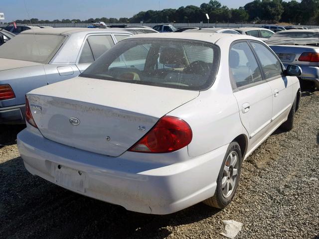 KNAFB121835243303 - 2003 KIA SPECTRA BA WHITE photo 4