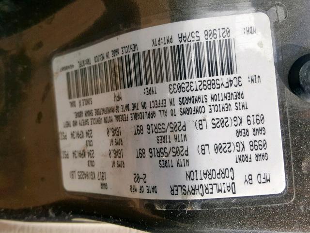 3C4FY58B92T329033 - 2002 CHRYSLER PT CRUISER BROWN photo 10