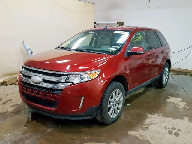 2FMDK4JC0DBB29402 - 2013 FORD EDGE SEL RED photo 2