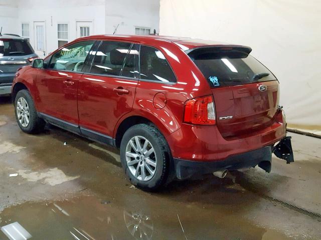 2FMDK4JC0DBB29402 - 2013 FORD EDGE SEL RED photo 3