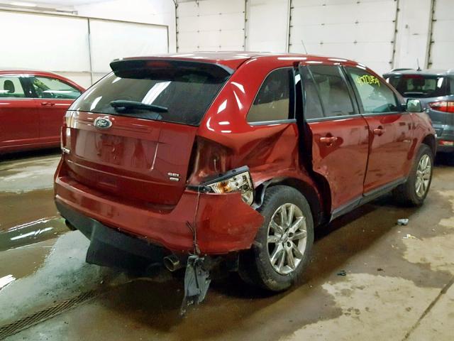 2FMDK4JC0DBB29402 - 2013 FORD EDGE SEL RED photo 4